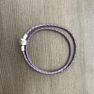 Pandora Purple Braided Double Leather Bracelet